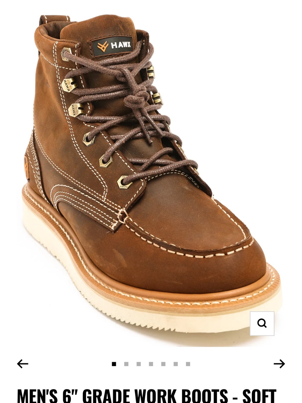 HAWX Men's Brown 6" Work Boot — Soft Moc Toe